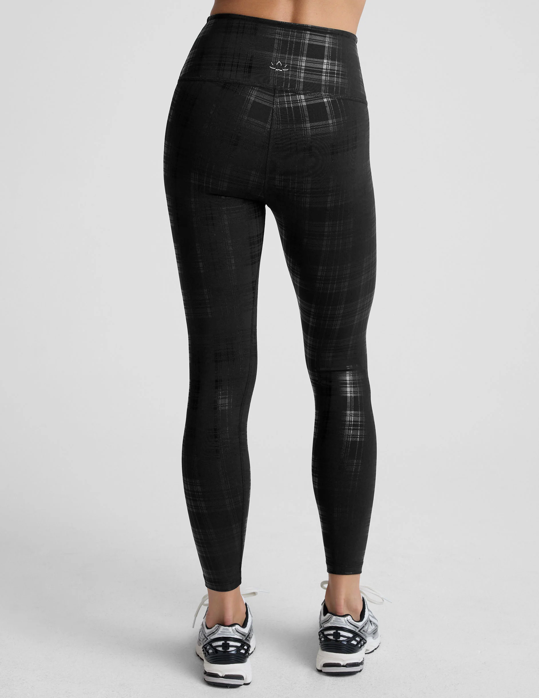 Plaid Foil Black High Waisted Midi Legging - Image 4